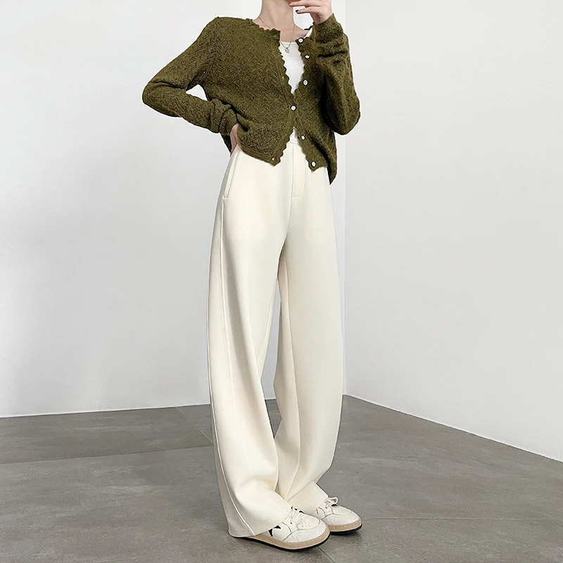 弯刀裤女春秋2025新款高腰直筒阔腿高端天丝窄版香蕉镰刀休闲裤