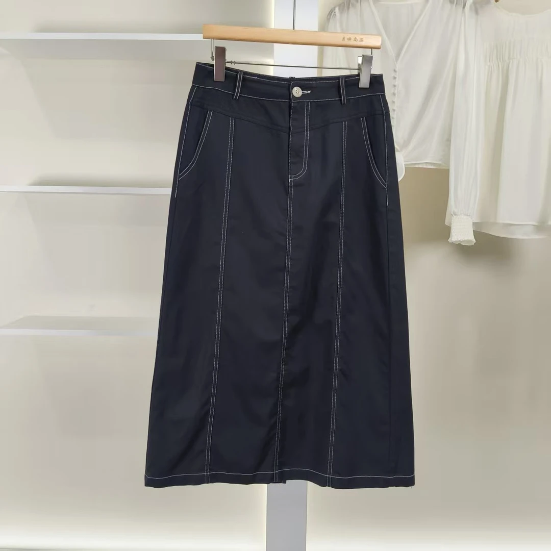 麦迪尚品【夕Y】50910147 春季简约后开叉长半裙品牌女装