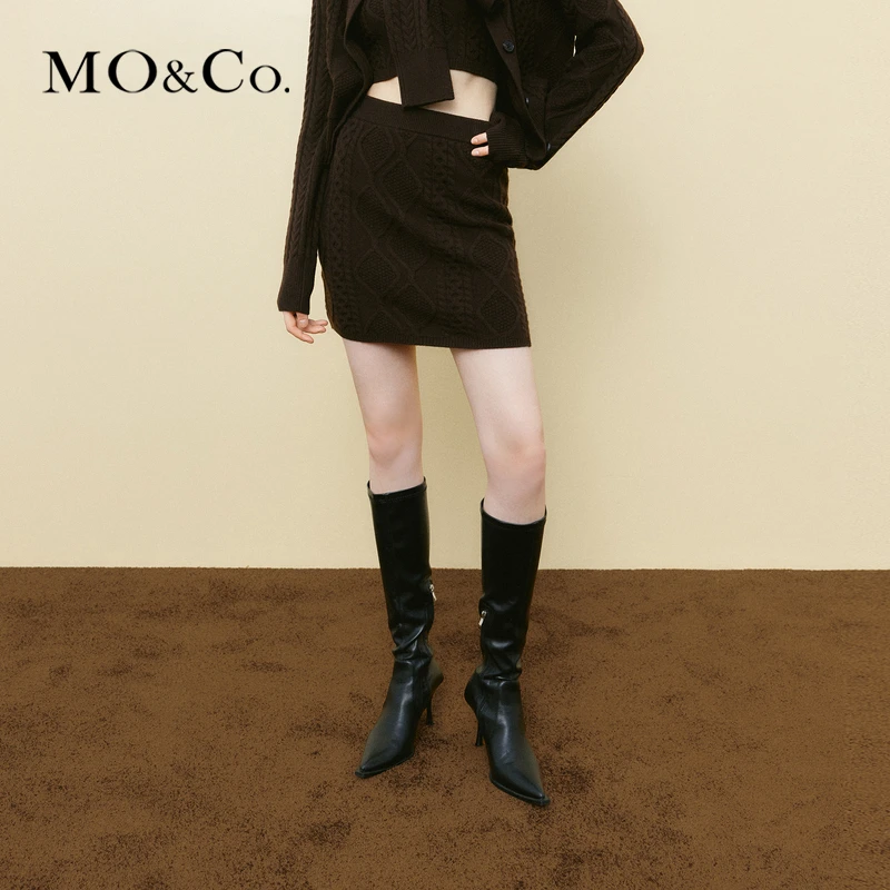 MO&Co.秋高腰针织半身裙MBC3SKT021