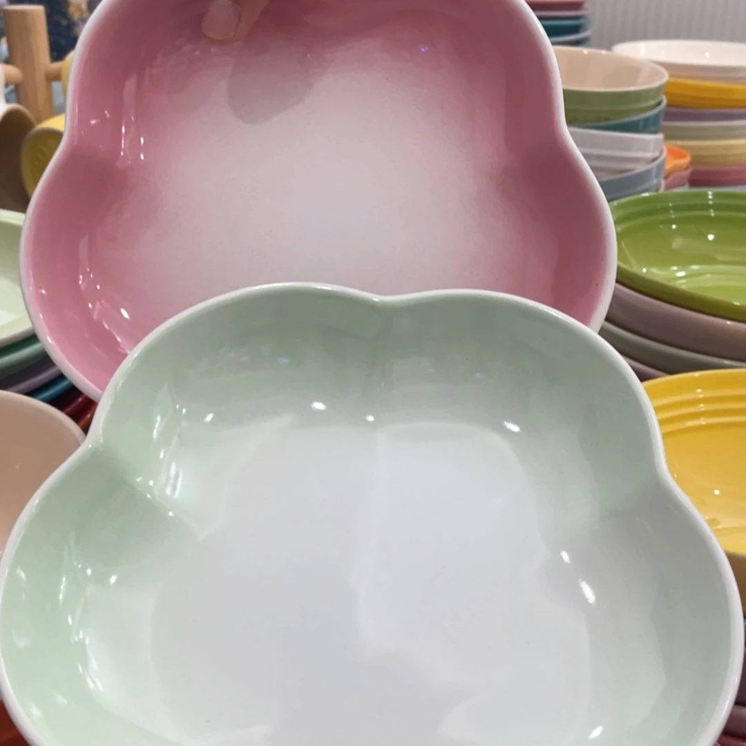 瓷片微瑕2个8英寸花朵深盘