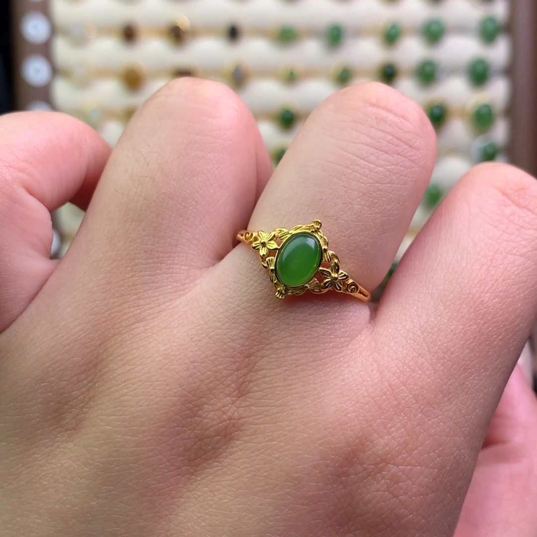 和田玉银S925镶嵌戒指