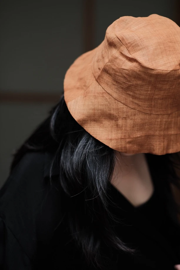 原创可心植物染帽子渔夫帽双面帽子户外休闲夏季时尚