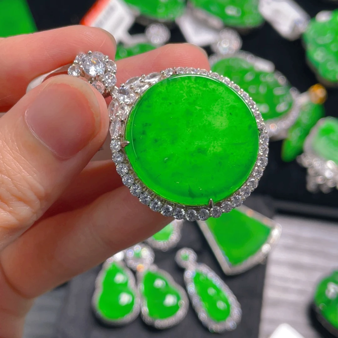 翡翠银S925镶嵌吊坠(不含链)