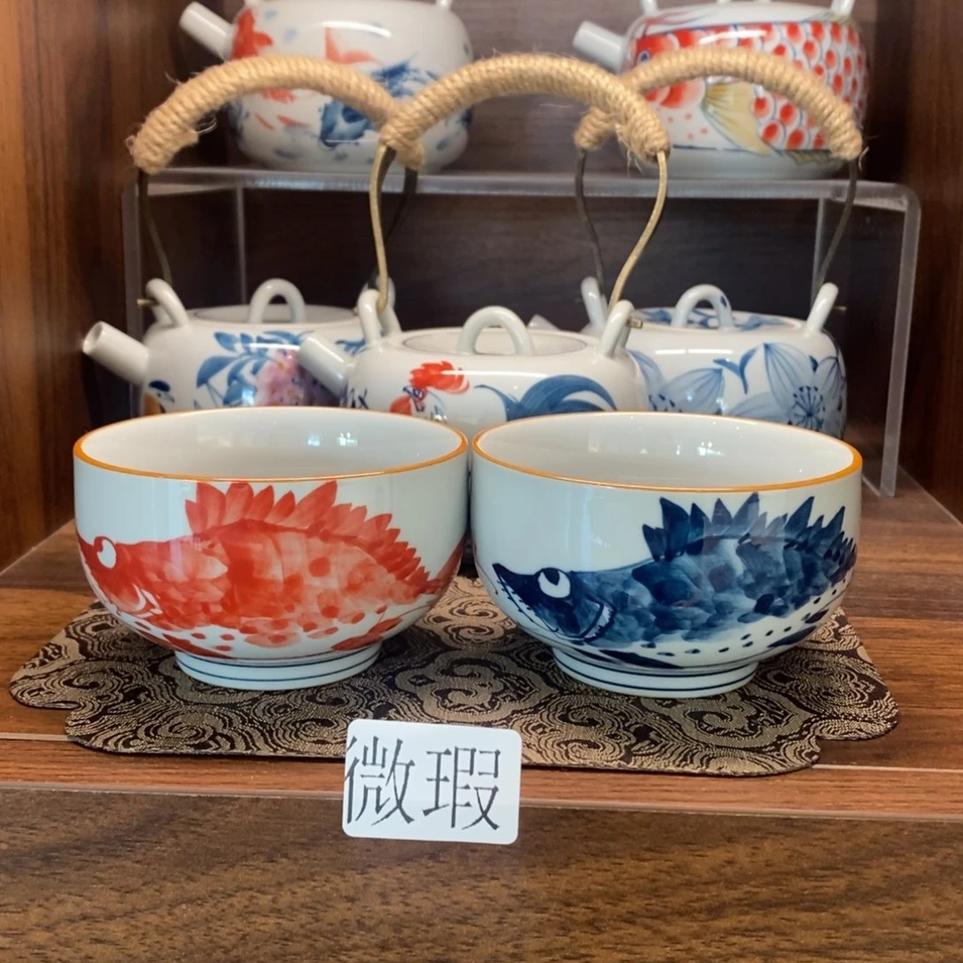 釉下手绘茶具微瑕手工绘制