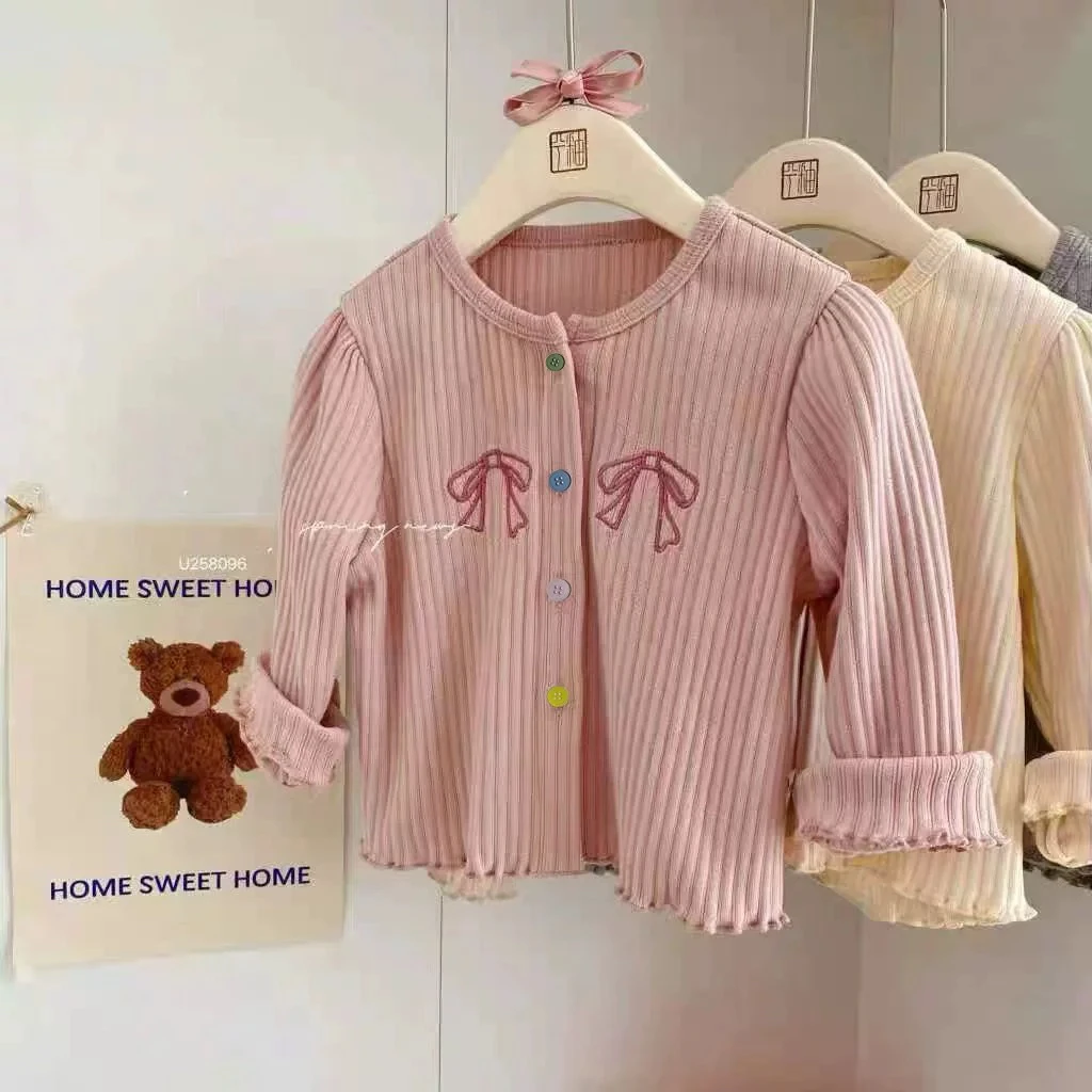 女童春秋春装韩版儿童洋气长袖衬衫宝宝针织上衣百搭开衫潮