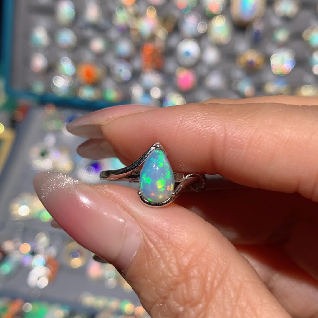 欧泊福利戒指银S925镶嵌