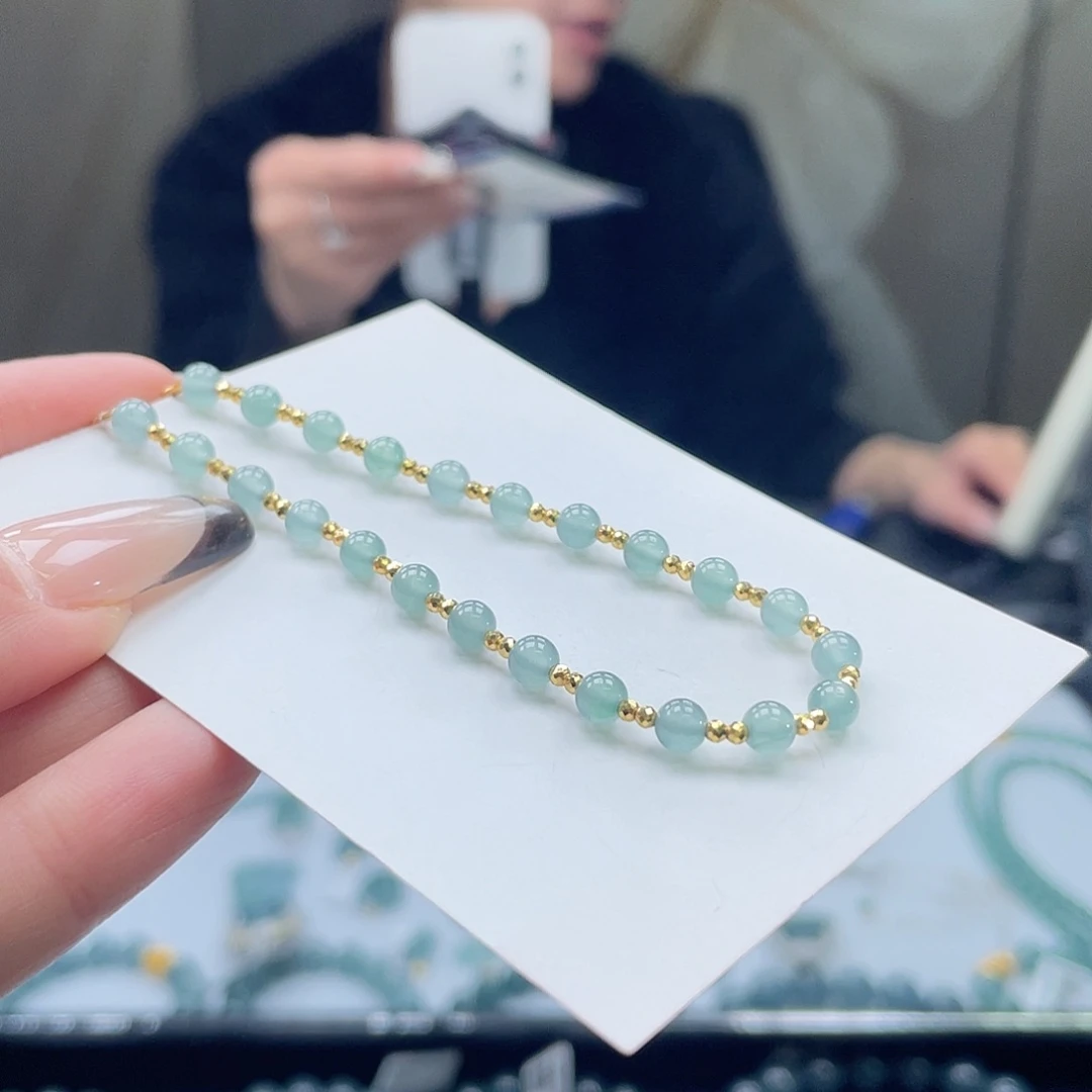 翡翠18K金镶嵌套链