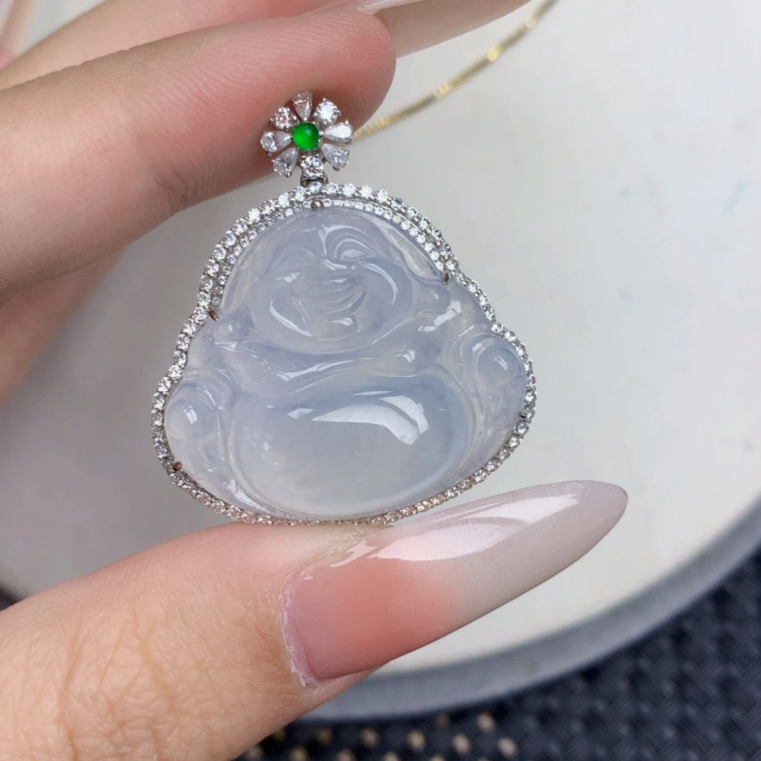 翡翠18K金镶嵌颈饰天然缅甸翡翠a货百元以上9元证书费自理