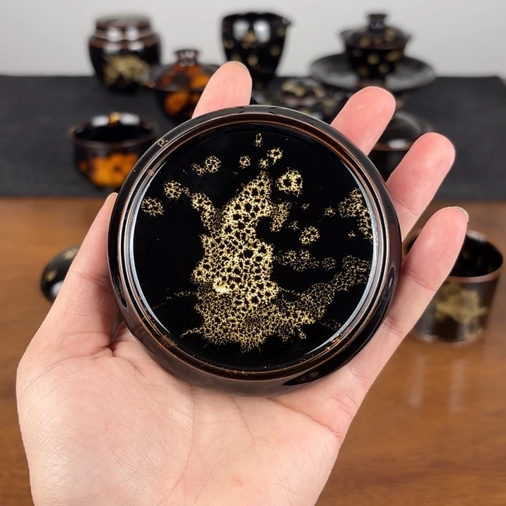 瓷洒彩鹧鸪斑扁平盖置