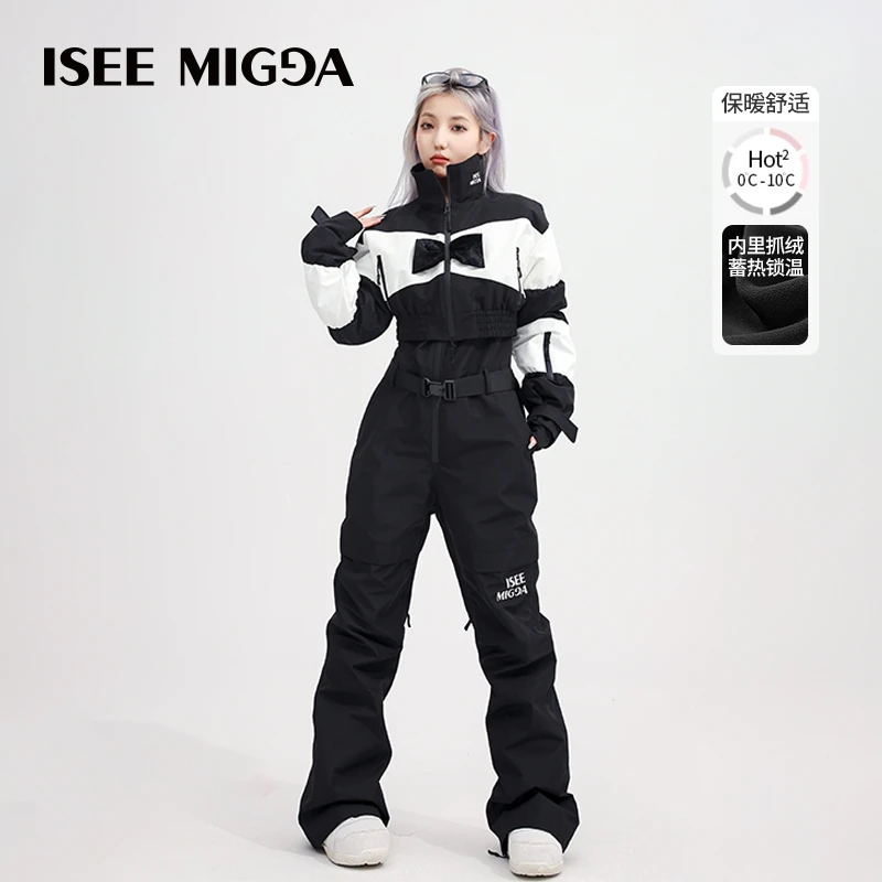 ISEEMIGGA【黑白蝴蝶结】25年新款3L防风防水滑雪服