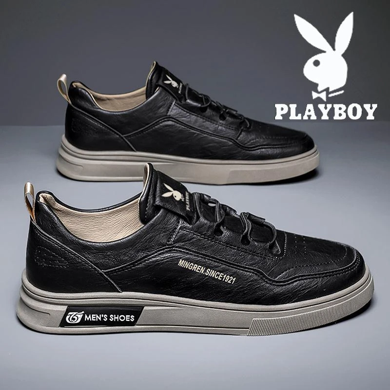 花花公子男鞋冬季款2025新款潮流冬季休闲皮鞋男潮流防滑男士板鞋