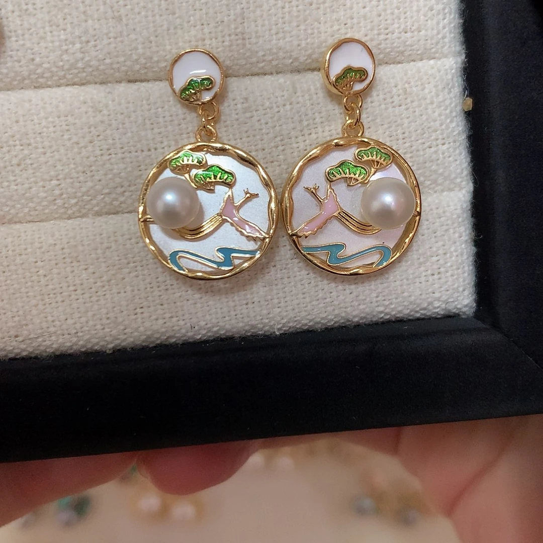 淡水珍珠耳饰合金