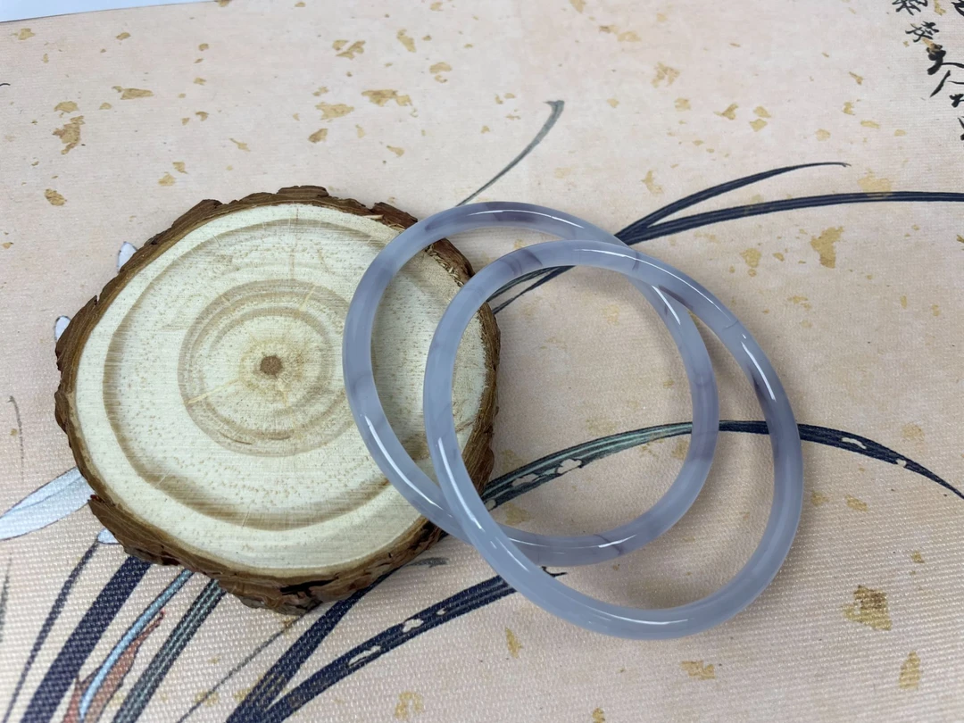 55-56圈口 手镯一步一响叮铛镯闺蜜手镯纯欲烟雾紫