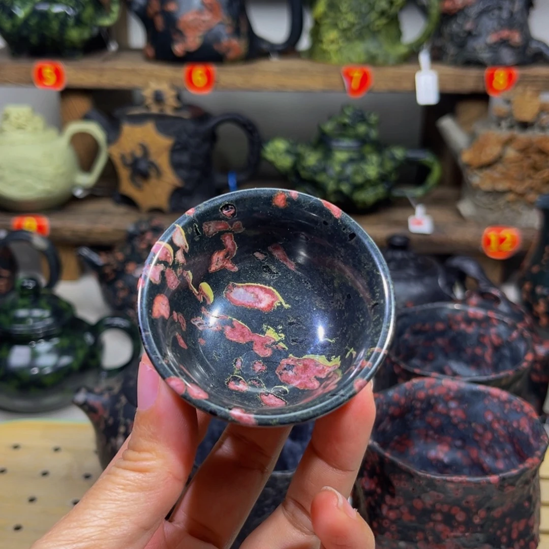 狂****梅花石安山玉配壶