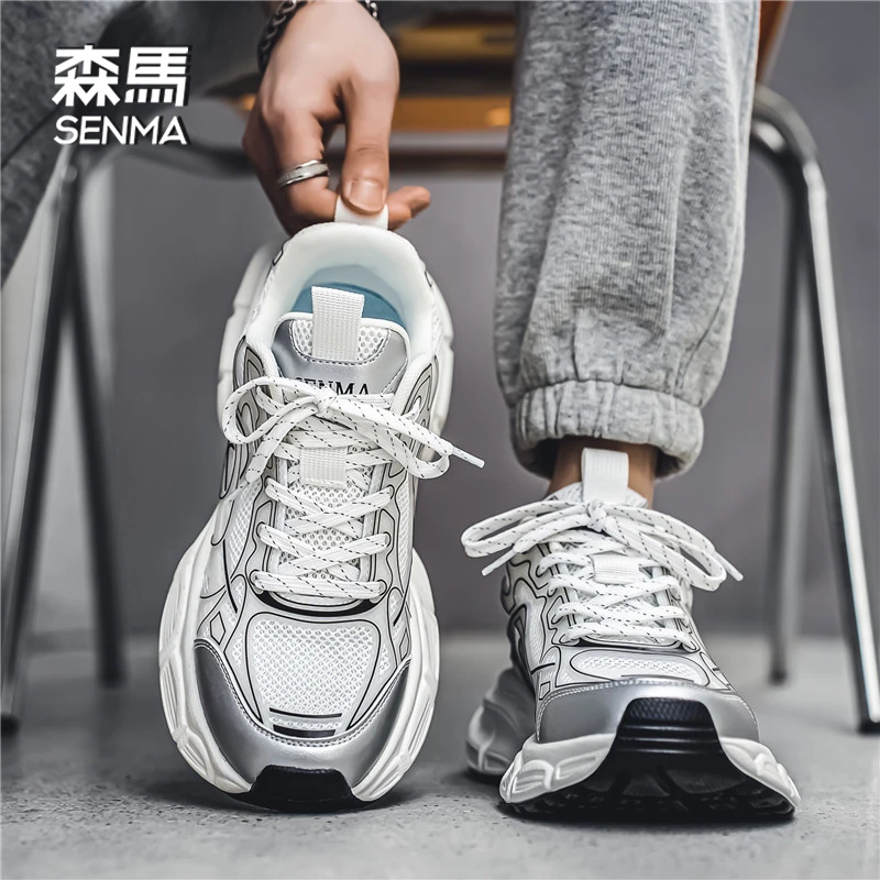 森马2025秋季新款网面透气男鞋百搭休闲运动厚底增高防滑老爹潮鞋