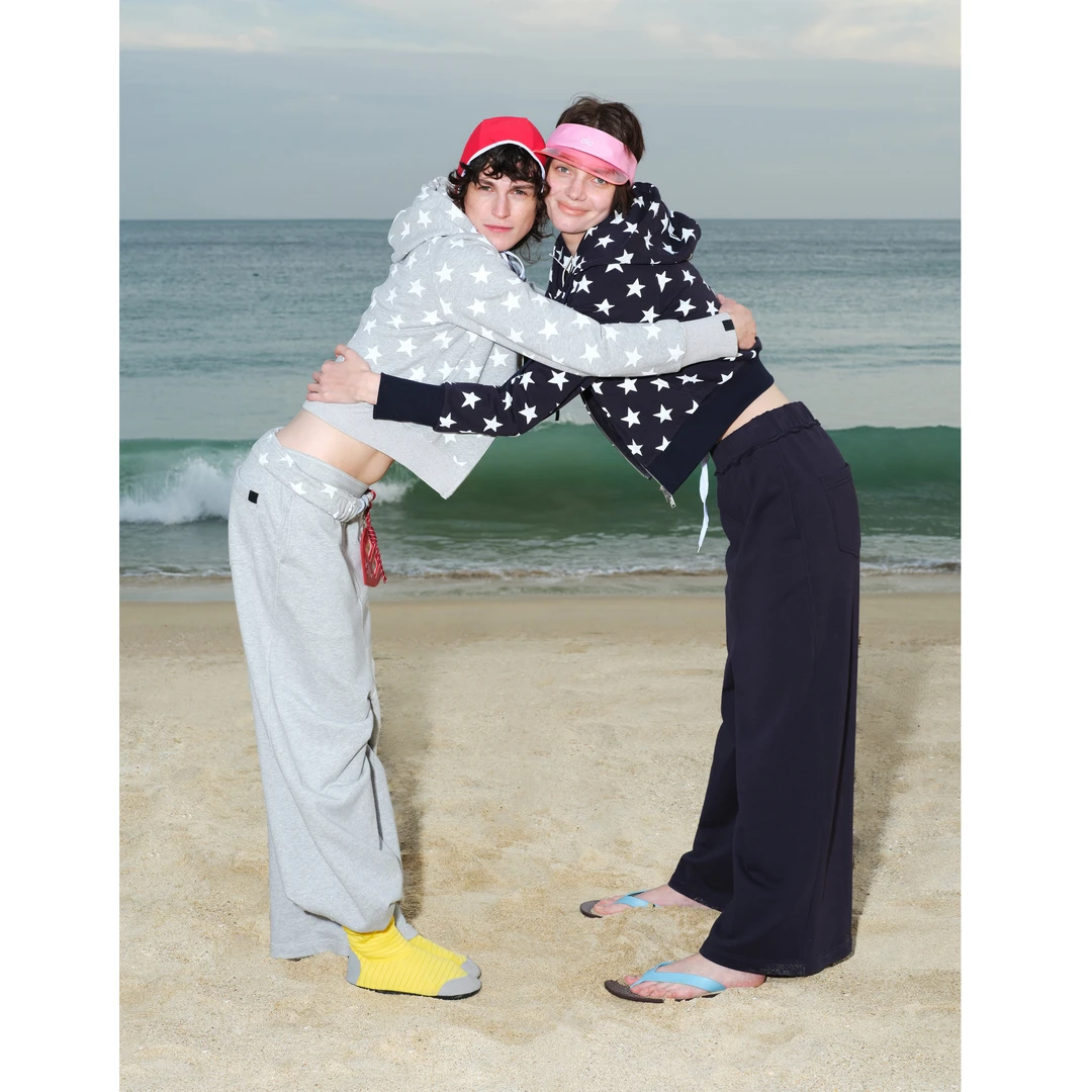 【12.26上新】拼接腰落裆阔腿卫裤女星星印花连帽卫衣休闲套装