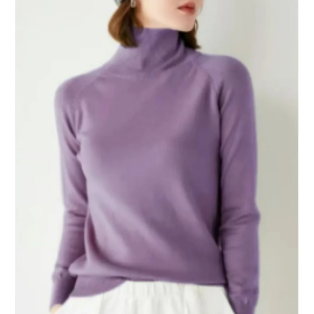 一衣双领冬季必备暖脖百搭毛衣套头纯色加厚半高领长袖秋冬