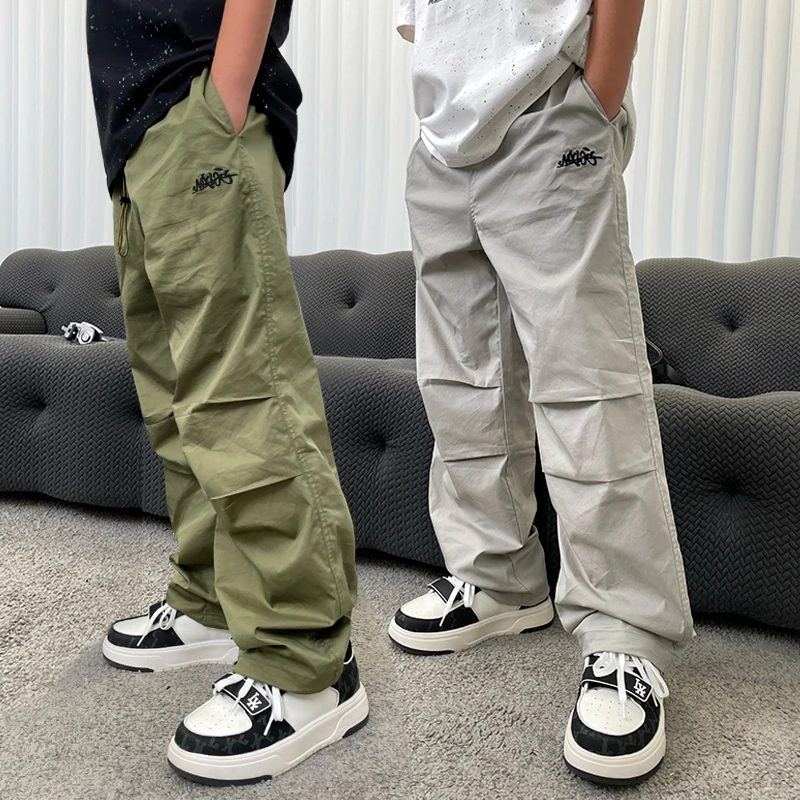 K2861小赖家男童夏款中大童宽松百搭青少年时尚潮流直筒休闲裤