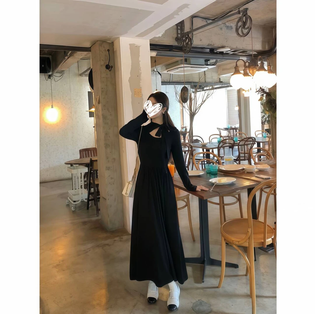 【赴宴千金】小个子秋新款法式气质洋气千金风设计感显瘦针织连衣裙