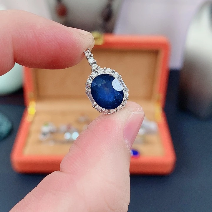 蓝宝石吊坠银S925镶嵌用****6