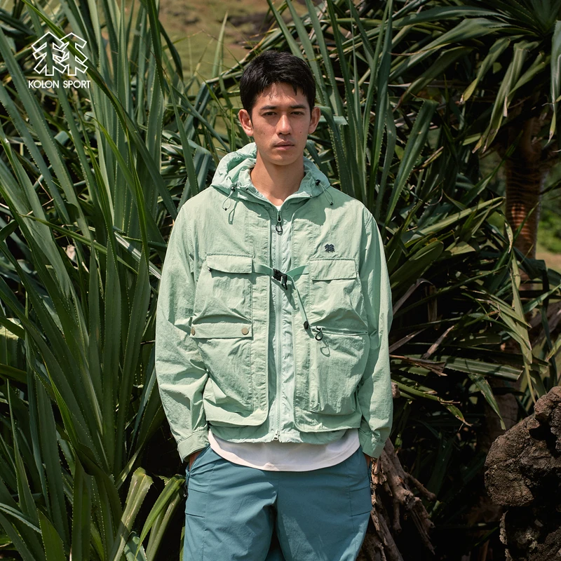 KOLON SPORT可隆防风夹克防泼水防风男女同款露营2合1户外外套