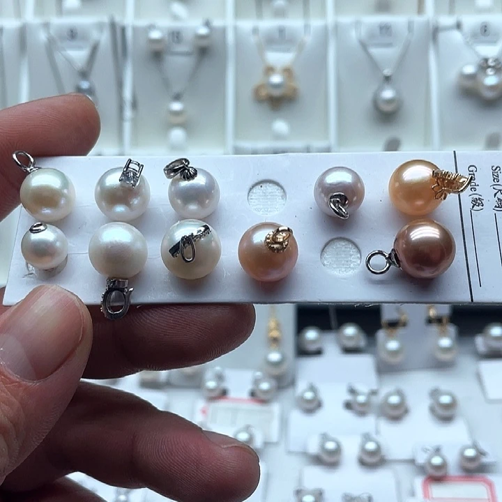 淡水珍珠银S925镶嵌吊坠(不含链)