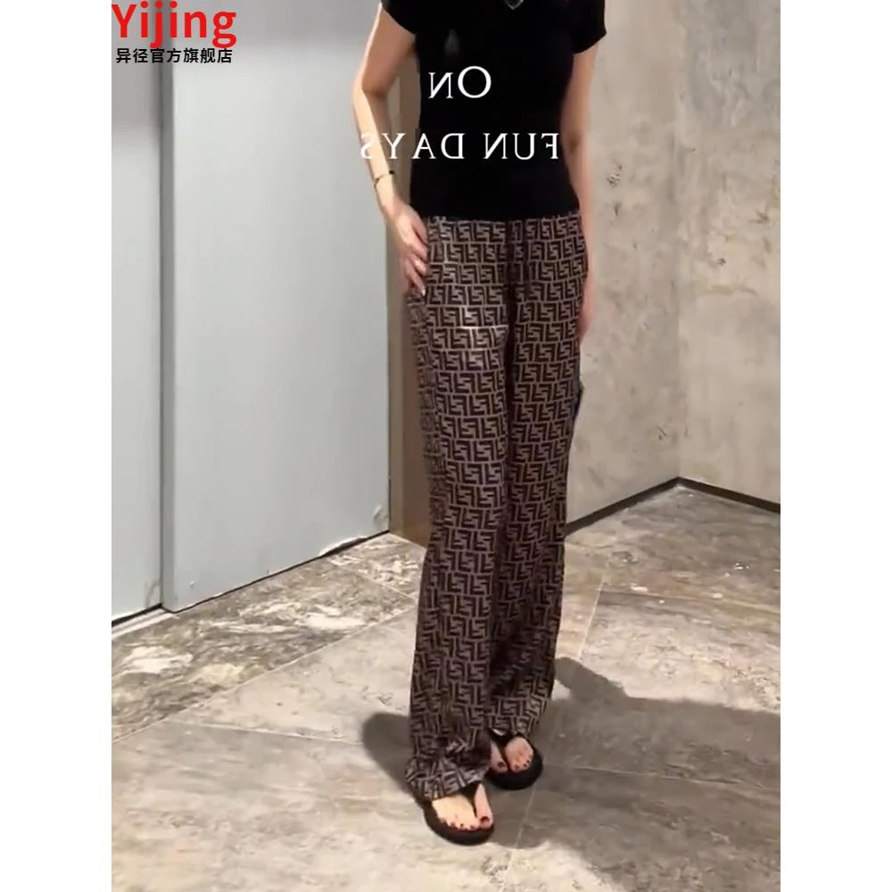 洋气高级感新款小众印花休闲裤女夏季夏季美式复古时尚潮流直筒裤