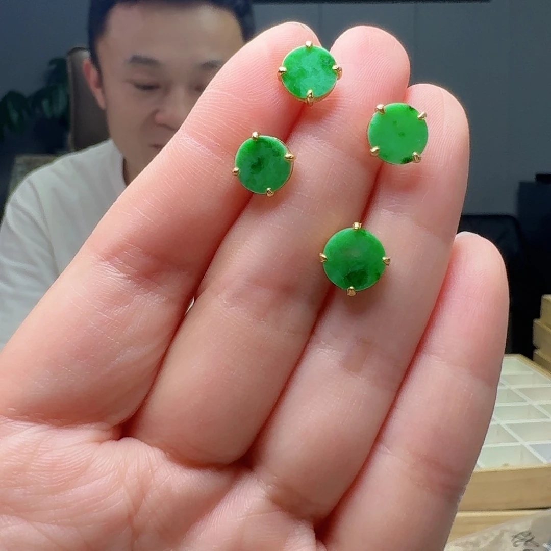 翡翠银S925镶嵌耳饰多样性发货其一