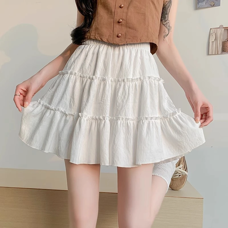 2025夏季爆款芭蕾风白色蛋糕短裙半身裙显瘦小个子白色a字蓬蓬裙