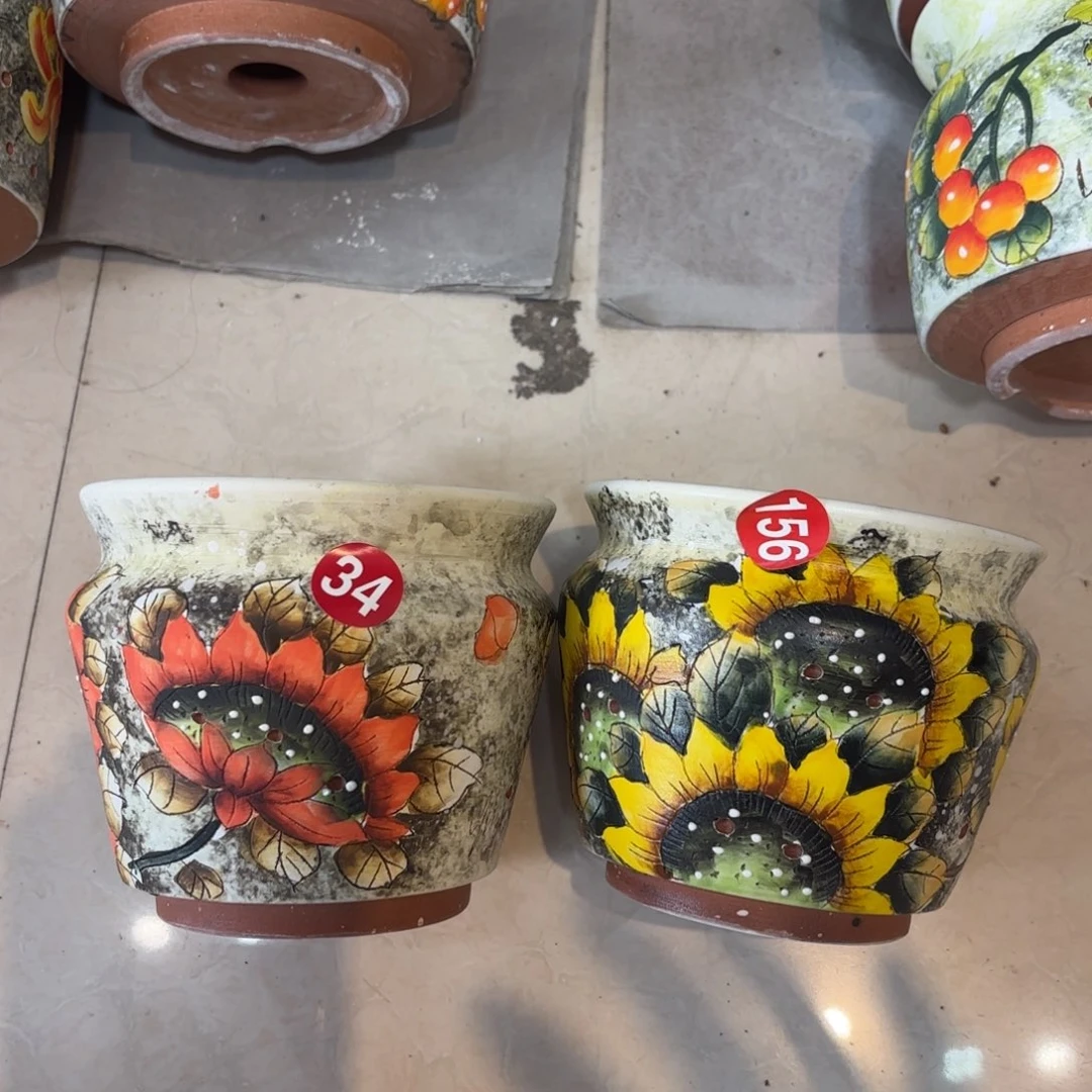 紫砂花盆景德镇手绘花盆陶瓷10/10