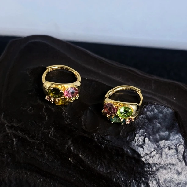 925银耳饰 宠爱系列彩虹 小众高级感元宝多巴胺耳扣1900800