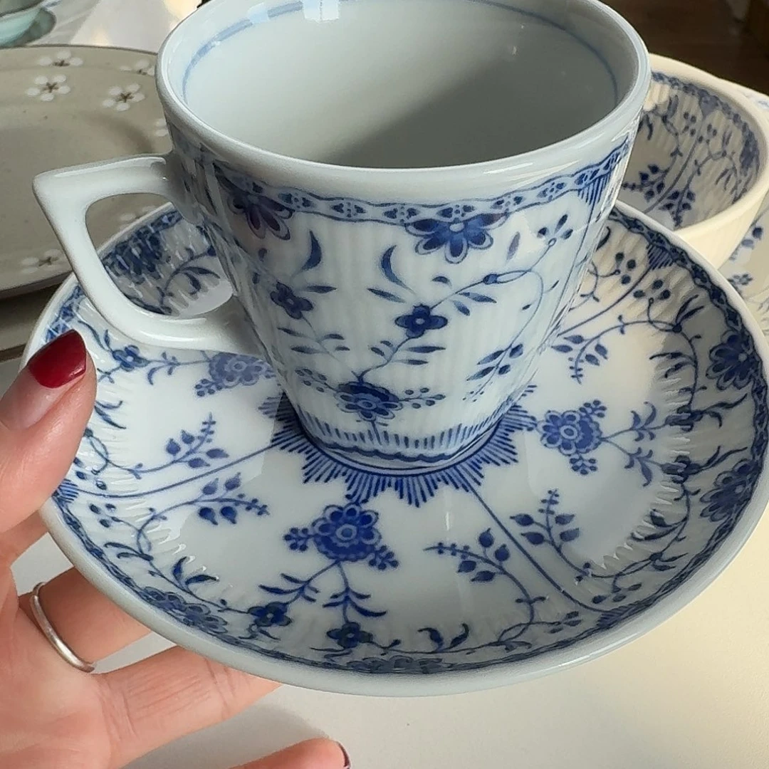 瓷片青花咖啡杯碟2件套