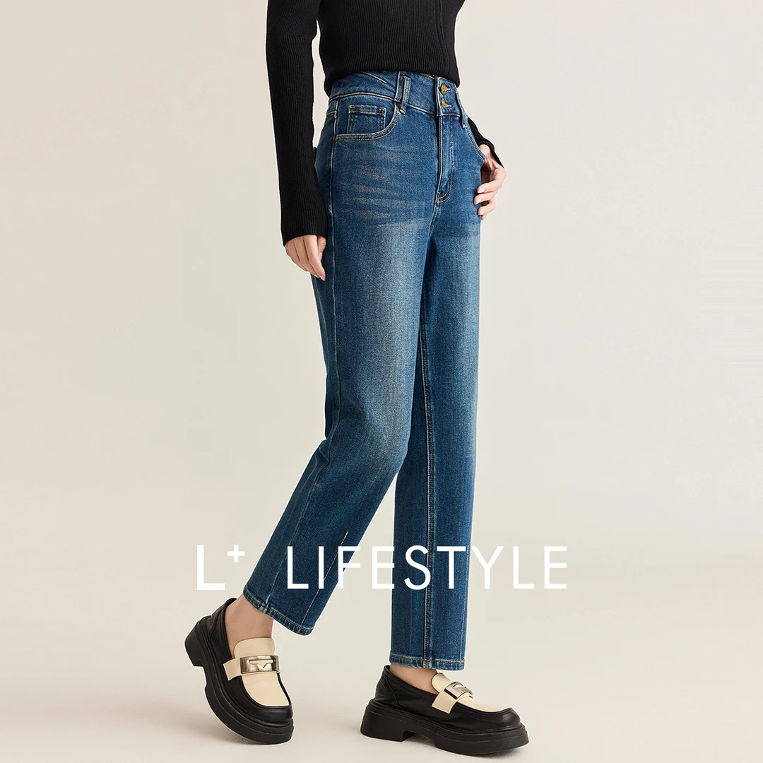 【谷邦L+】复古弹力牛仔裤女L3495902