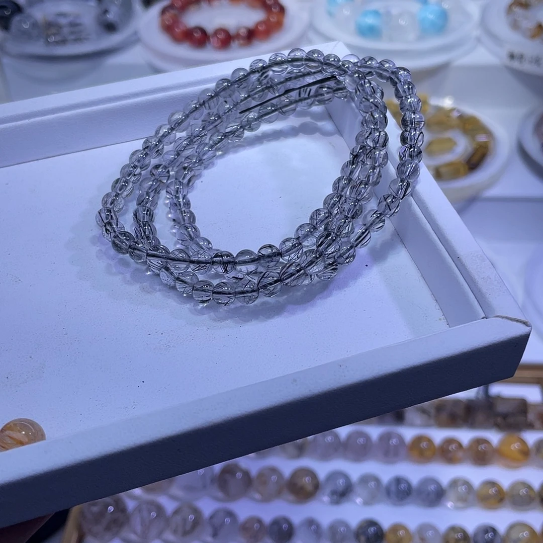 水晶手链未镶嵌黑发晶5mm