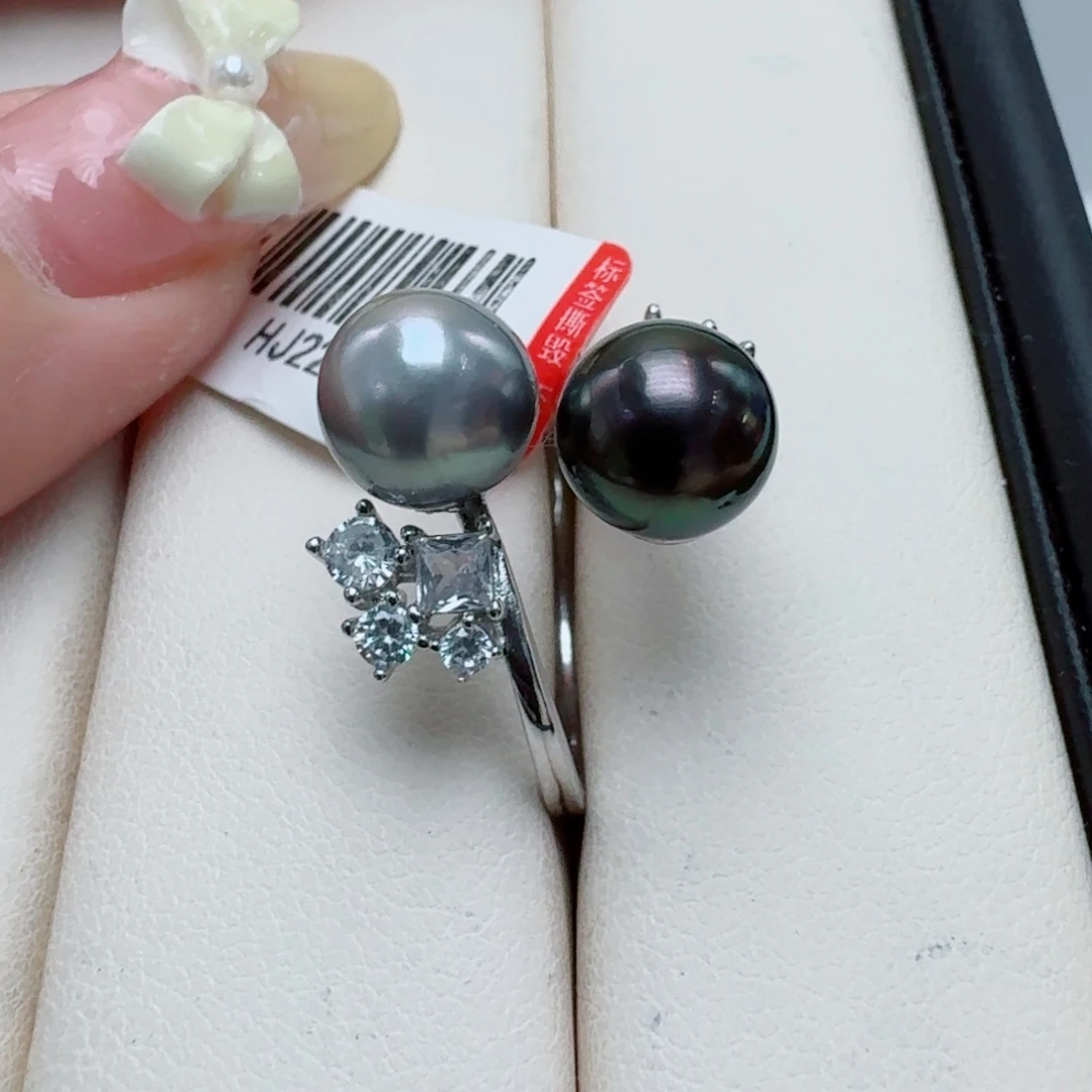 海水珍珠戒指银S925镶嵌@@hj224