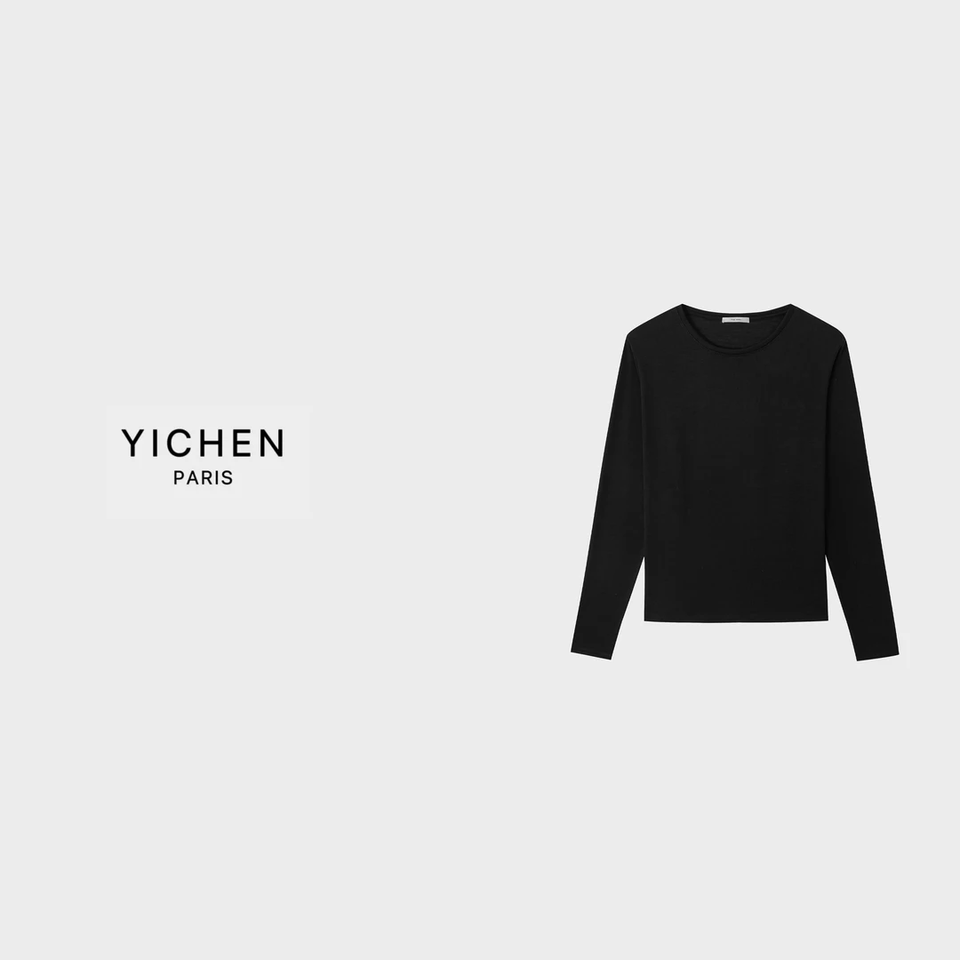 YC【极简主义】净版黑色圆领中长打底衫-3314