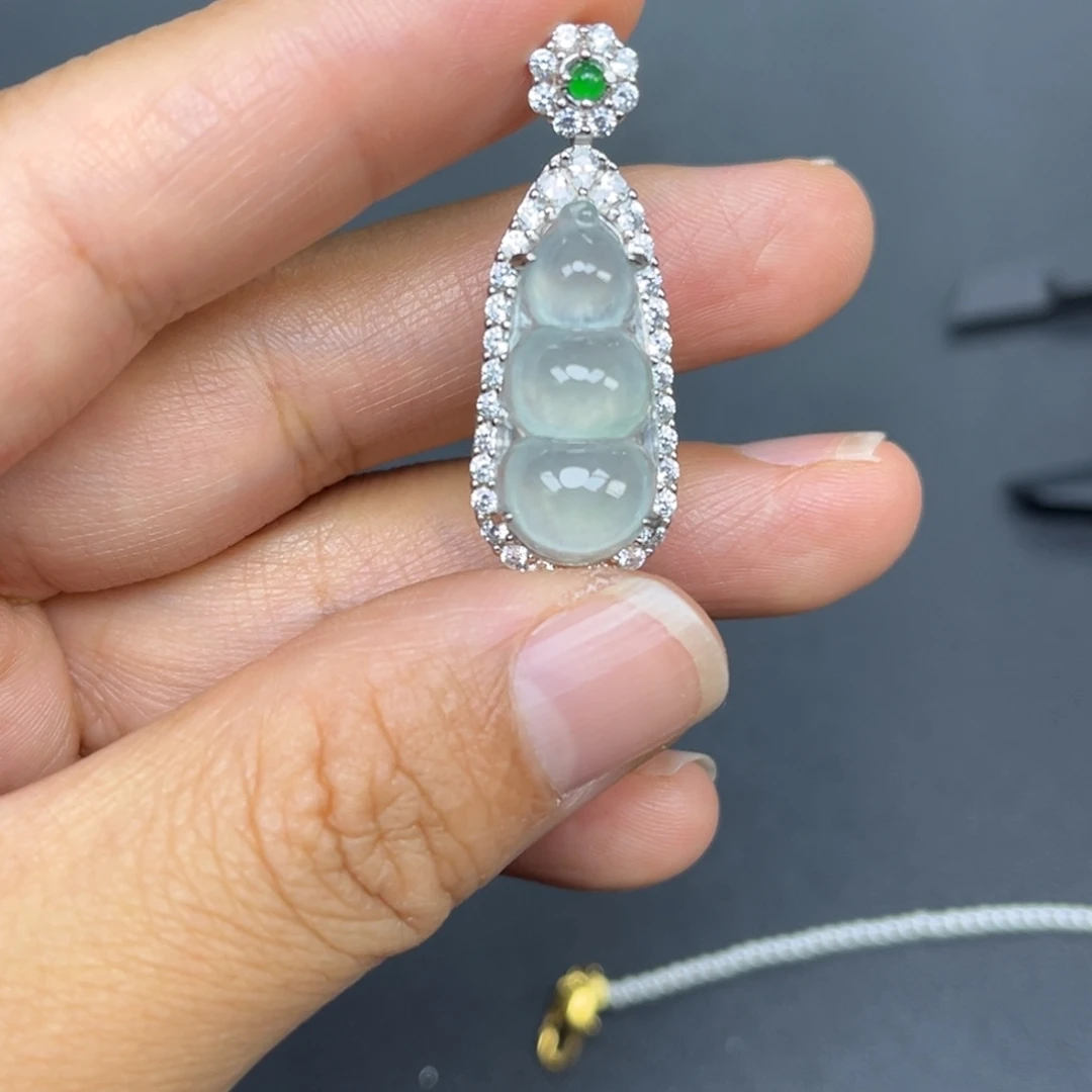 翡翠银S925镶嵌吊坠(不含链)