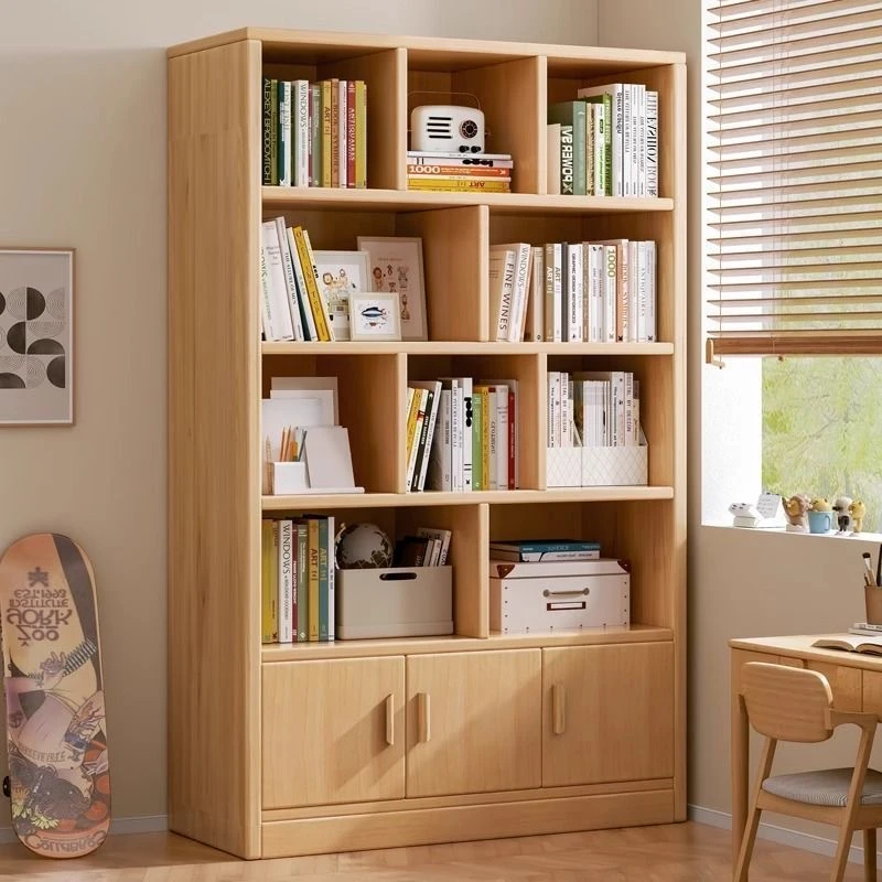 实木书柜实木书架置物架客厅靠墙展示柜子储物柜学生收纳家用书柜