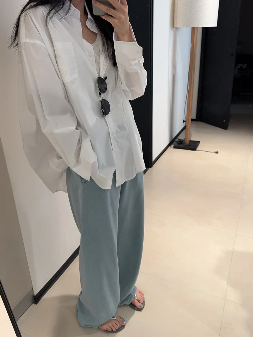 ［IAMMEIYA］-大骨架穿搭 青衿 宽松休闲衬衫25030