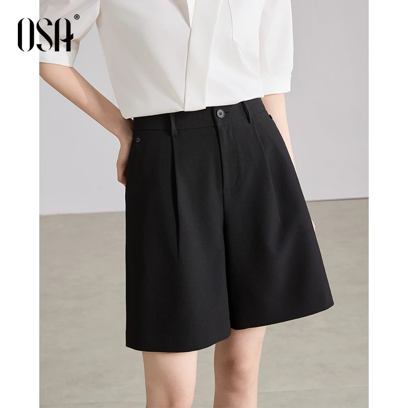 OSA/欧莎 西装休闲裤女新款通勤遮胯显瘦A字短裤S125A52014
