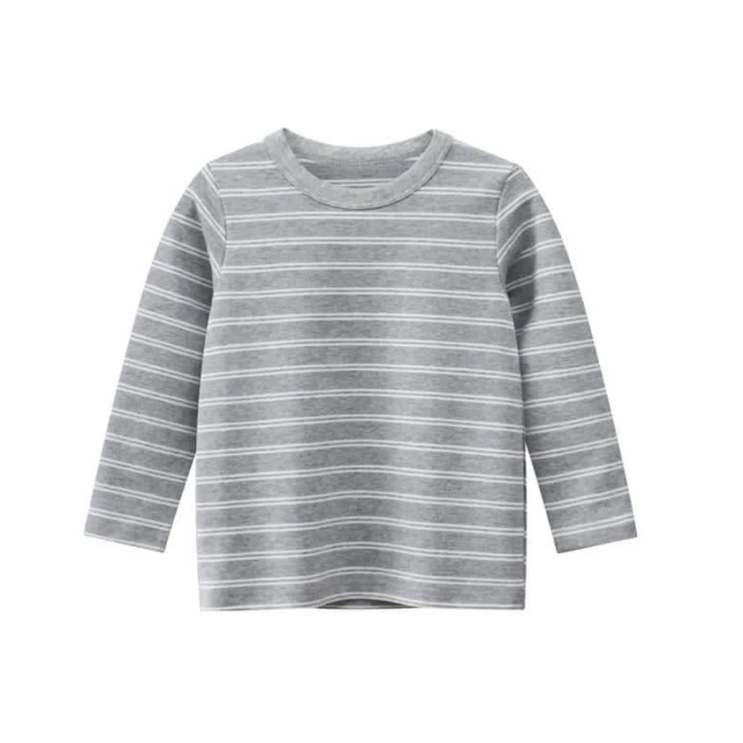 儿童服装春秋女童长袖男童纯棉宝宝条纹中大童小童圆领秋季小童
