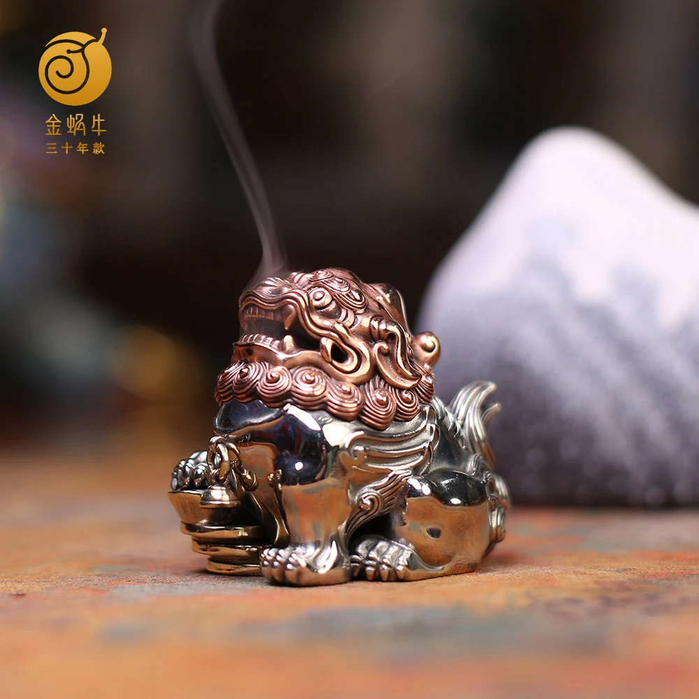 金蜗牛貔貅熏炉（铃铛版）紫铜+白铜+黄铜工艺精美经典禅意铸造手工