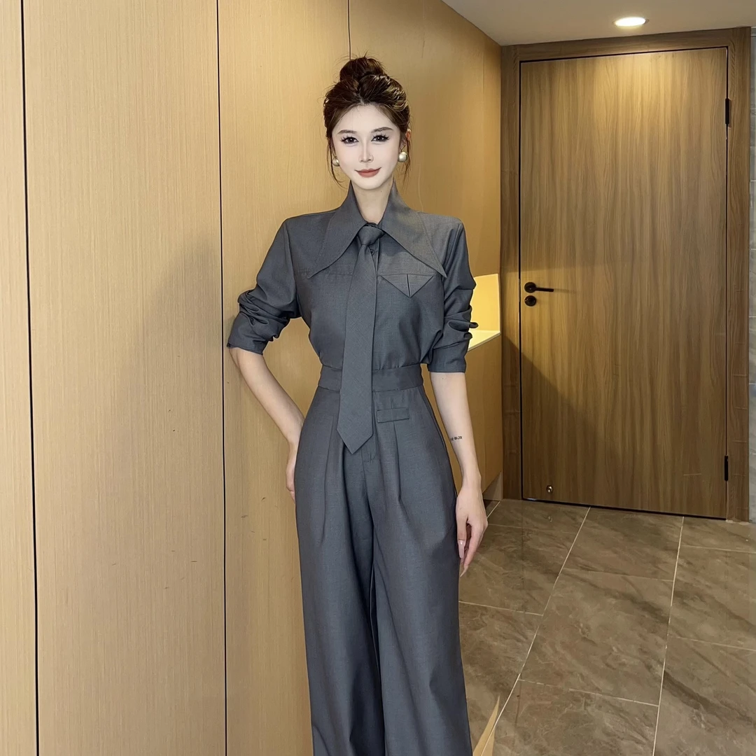 【MD原创·千亿】新款时尚百搭简约气质长袖设计师网红套装