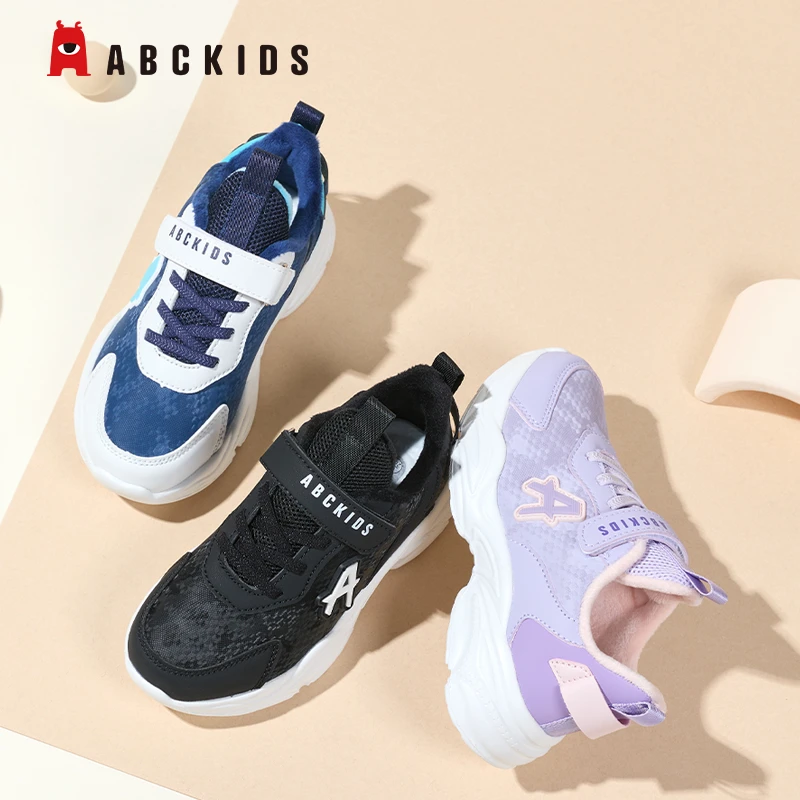 Abckids童鞋2025冬季新款男女童加绒加厚防水棉鞋软底防滑运动鞋