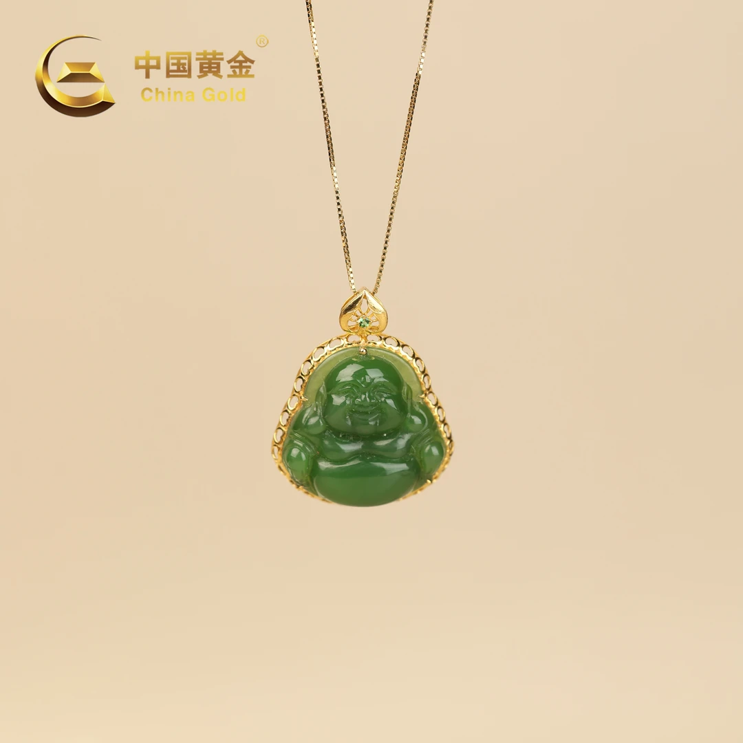 【中国黄金】勉缘 | 和田玉*吊坠*18k金镶嵌-D5872-格