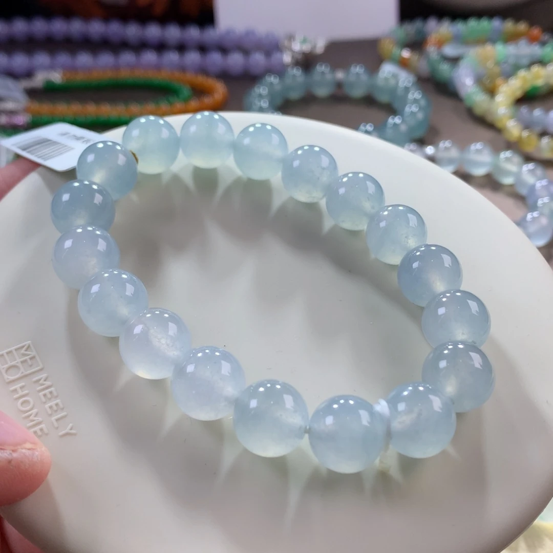 翡翠手链未镶嵌冰种浅蓝手串卡11