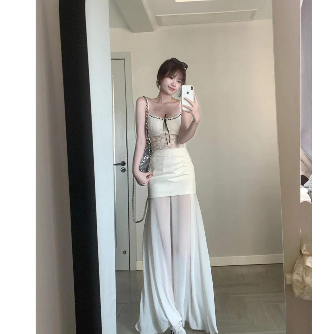 【佩里月光】温柔风修身上衣女设计感小众拼接高腰包臀裙长款半身裙