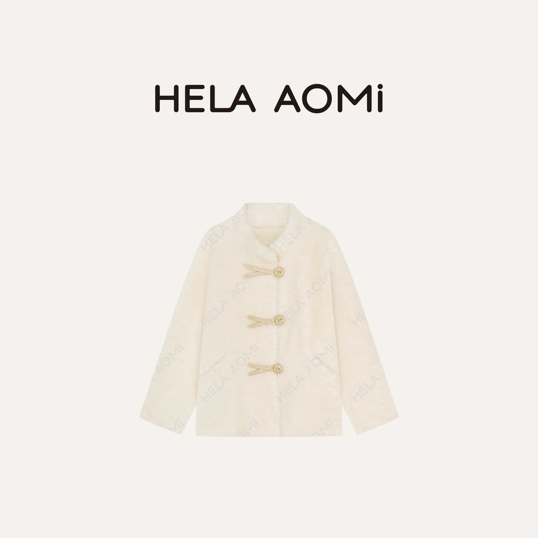 HELA AOMI “小剪刀·100%绵羊毛”廓形纸片人绒感皮草CY5DC44060