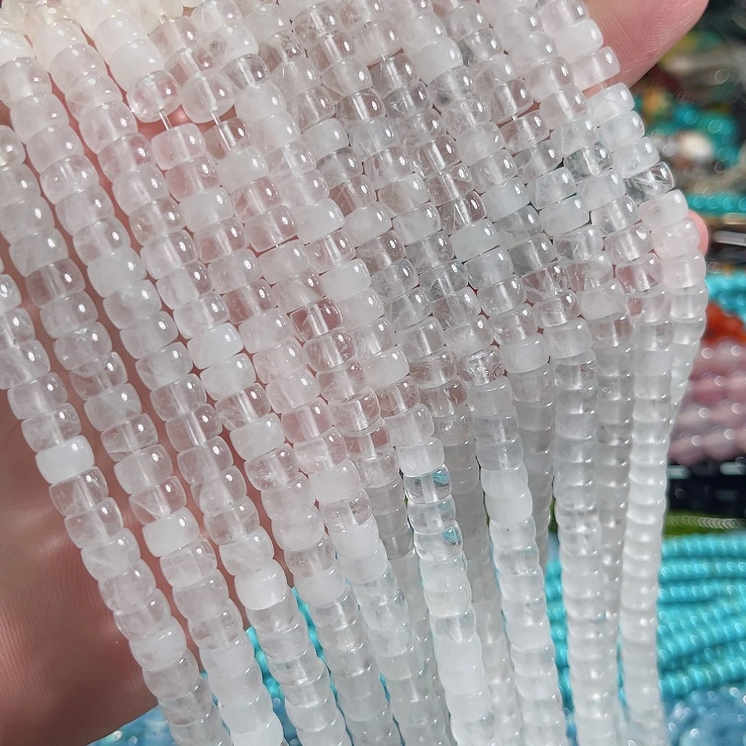 玛瑙/玉髓合金珠宝半成品白水晶剁珠一条7mm