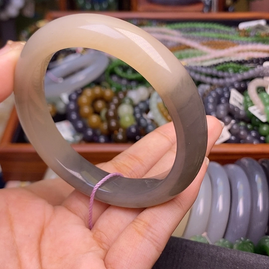 和田玉未镶嵌颈饰藕粉烟藕老矿料手镯56